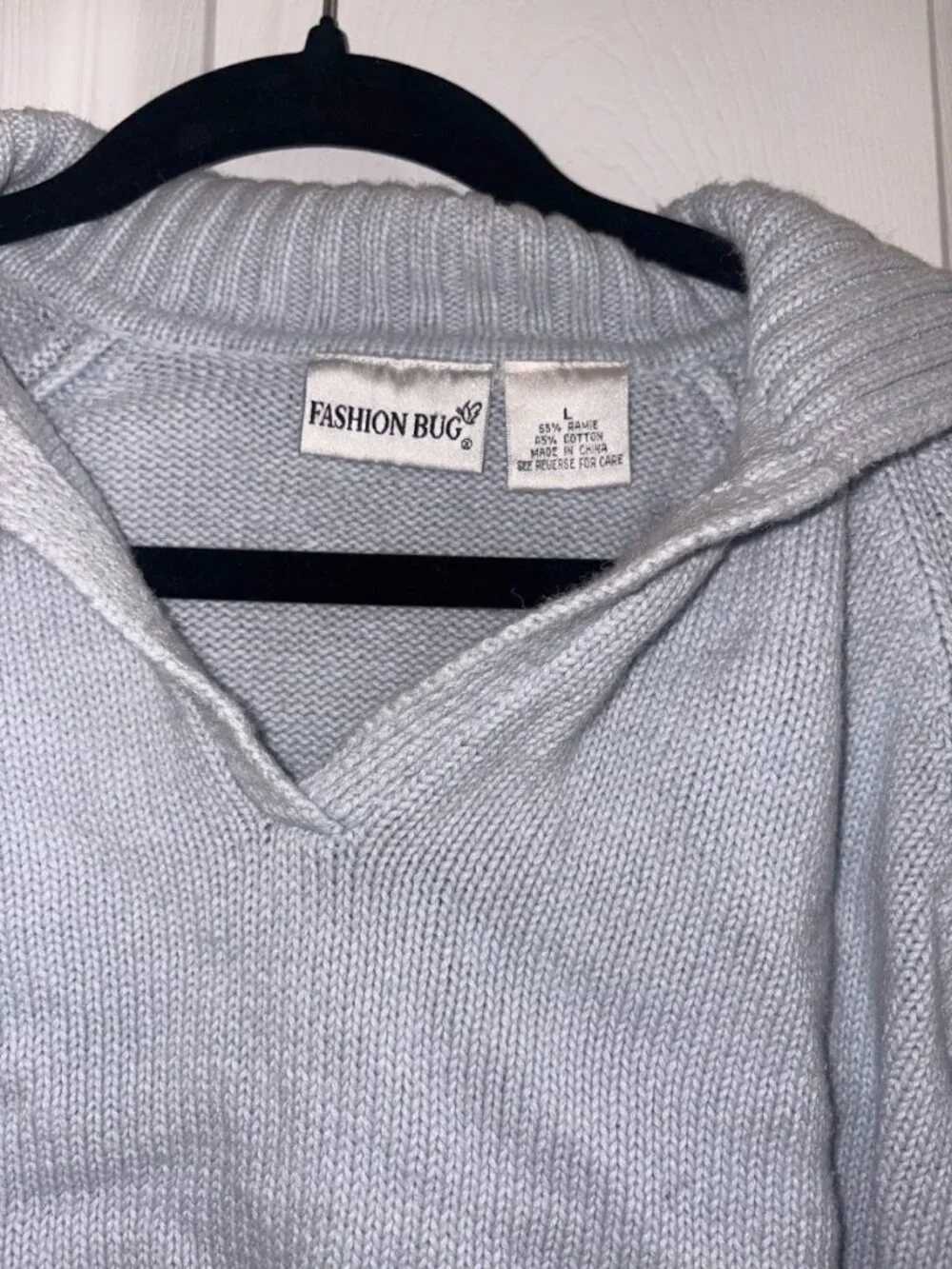 Blue V-Neck Collared Fashion Bug Sweater